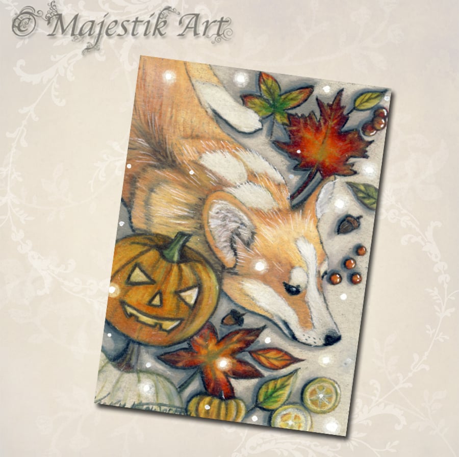 Archival ACEO Corgi Print 'Autumn' By V Kenworthy