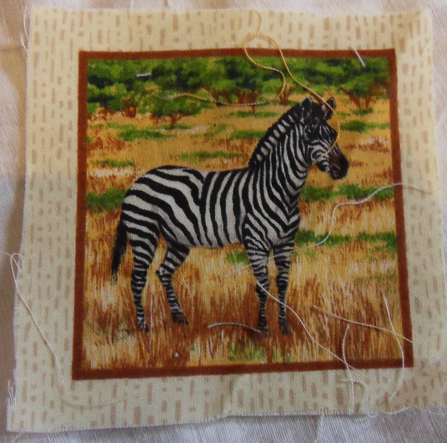 100% cotton fabric.  Zebra  Sold separately, postage .62p for many (45)