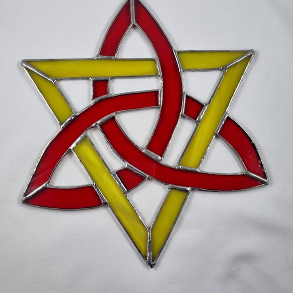 501 Stained Glass Celtic Triangle - handmade hanging decoration.