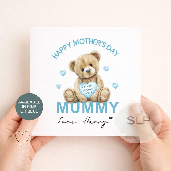 Personalised Mother's Day Card Love You So Beary Much Mummy Card