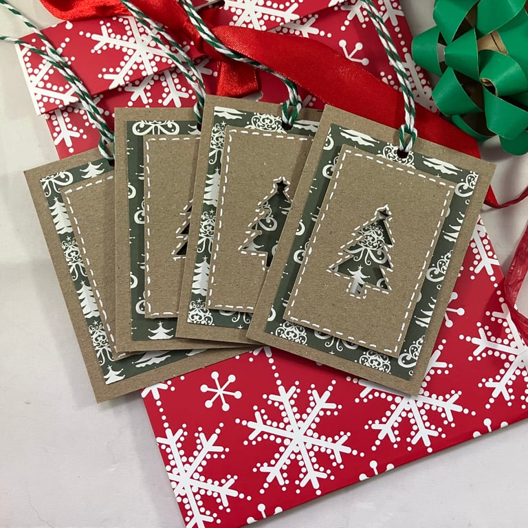 Pack of 4 Christmas gift tags - Christmas trees