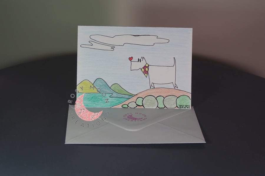 White Scottie Dog Card