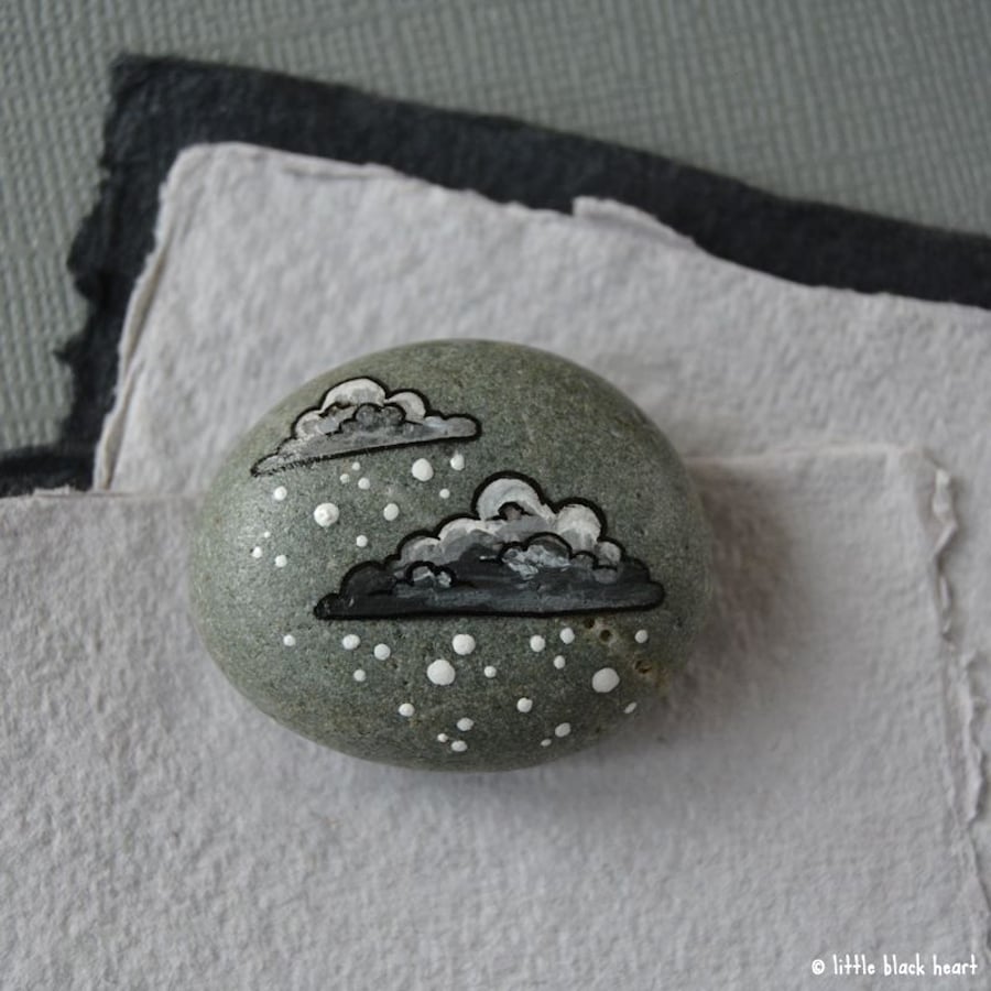 snow cloud 9 - painted pebble