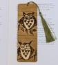 Pyrography owls wooden bookmark, gift for an owl lover, Mother's Day idea