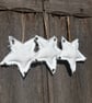 Starry night - Organic linen stars  with metal bells Christmas Tree decorations