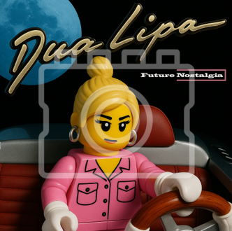 LEGO-Inspired Dua Lipa – "Future Nostalgia" 5x5" Print Mounted for 9x9" Frame