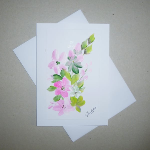 hand painted floral art painting greetings card ( ref FA 384 B5 )