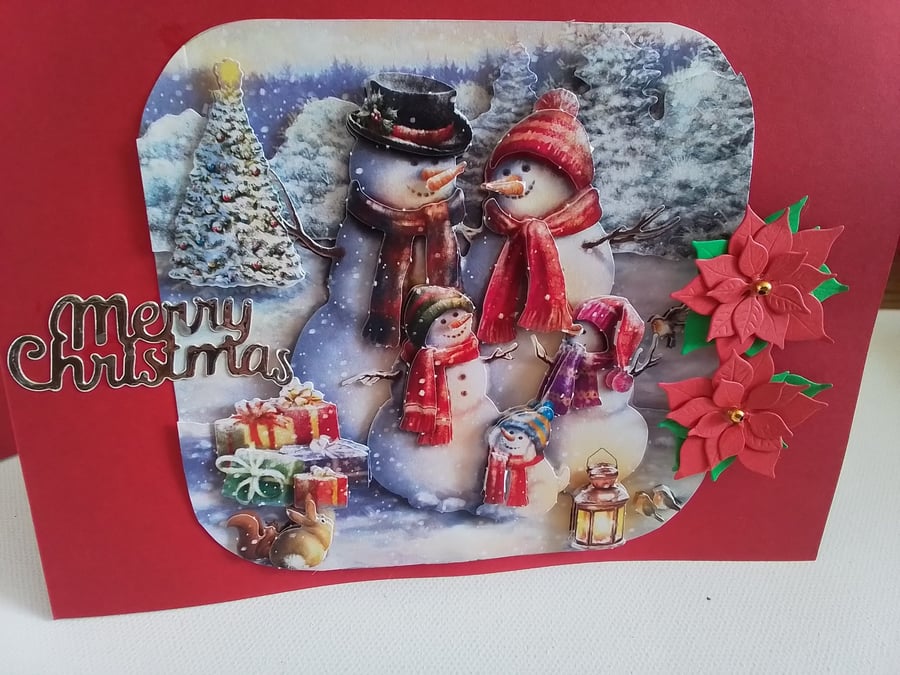 Handmade christmas card. 3d card. Decoupage card. Ref 472