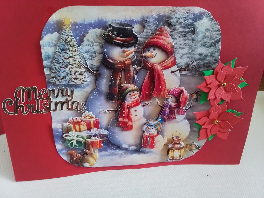 Handmade christmas card. 3d card. Decoupage card. Ref 472
