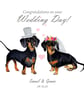 Personalised Wedding Day Card with Dachshund Dogs, with names and date. - Image 3