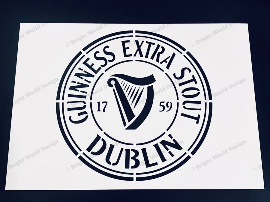 Guinness Stencil Cap A4-A3 Reusable Stencil Wall Barrel Crate Bar Alcohol