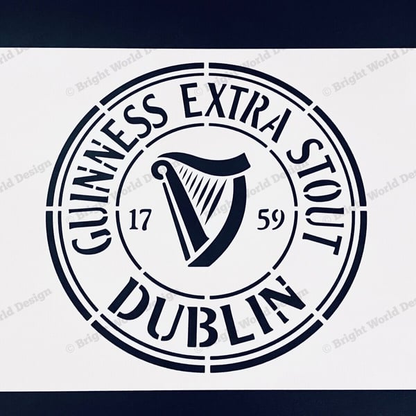 Guinness Stencil Cap A4-A3 Reusable Stencil Wal... - Folksy