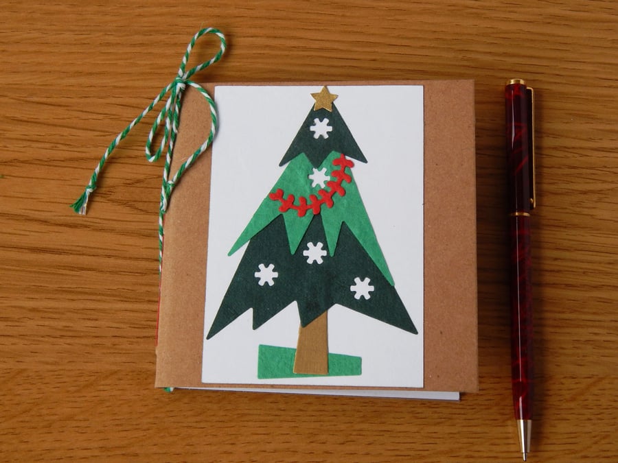 Christmas Tree Notebook with paper pieced Christmas Tree. Stocking Filler. 