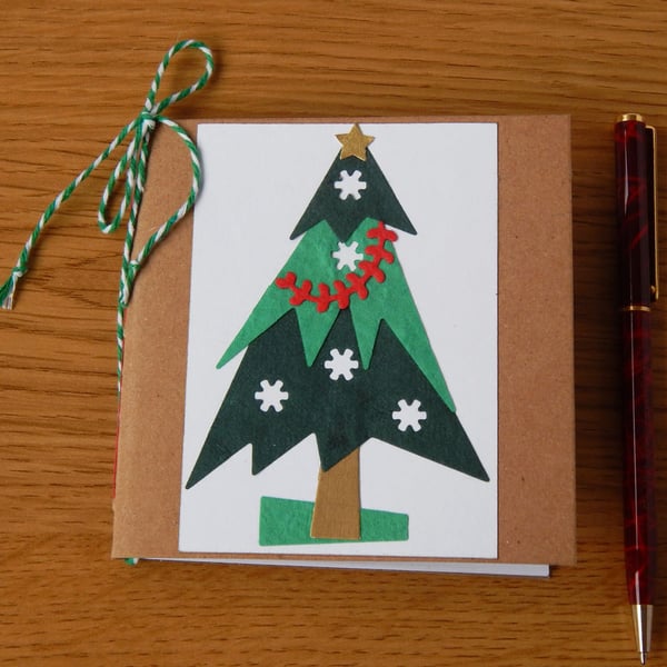 Christmas Tree Notebook with paper pieced Christmas Tree. Stocking Filler. 