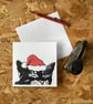 Cute Sleeping Black Cat Christmas Card -  Cat lover Xmas card, Santa cat - Image 3