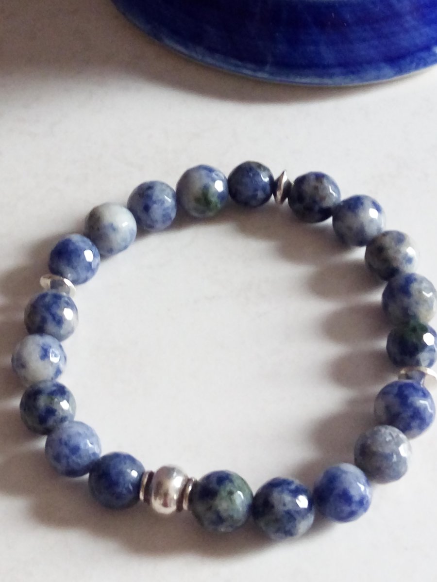 SODALITE STRETCHY BRACELET - BLUE BRACELET - STRETCHY BRACELET  FREE UK SHIPPING