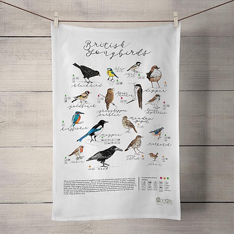 British Songbirds -  100% Organic Cotton Tea Towel