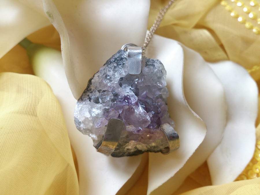 Large amethyst chunk necklace