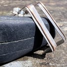 Silver and Gold  rectangular stud hoops 