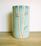Large Cylinder Vase - Birch Tree, Sky and Birds - Image 2