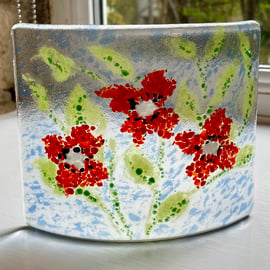 Fused glass floral candle curve 