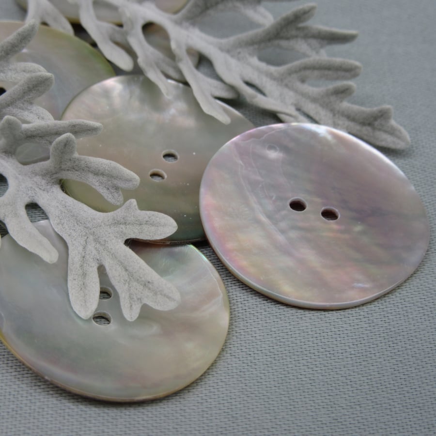 6 x Large Mother of Pearl Buttons 3.4cms