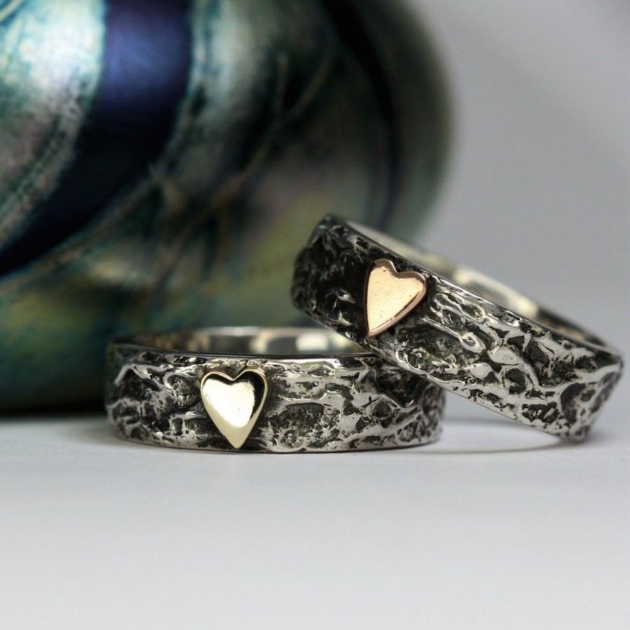 Handmade Wide gold Heart Treasure ring