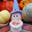 Wooly Needlefelted Witchy Ghost - Glinda