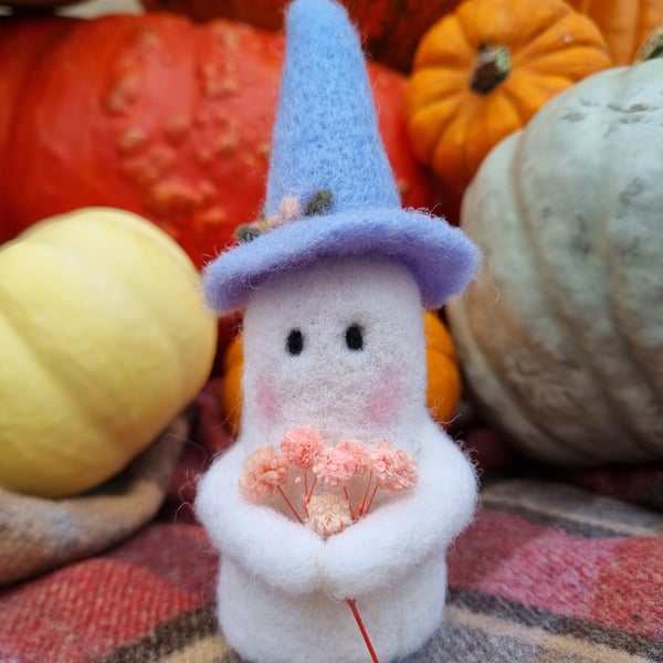 Wooly Needlefelted Witchy Ghost - Glinda