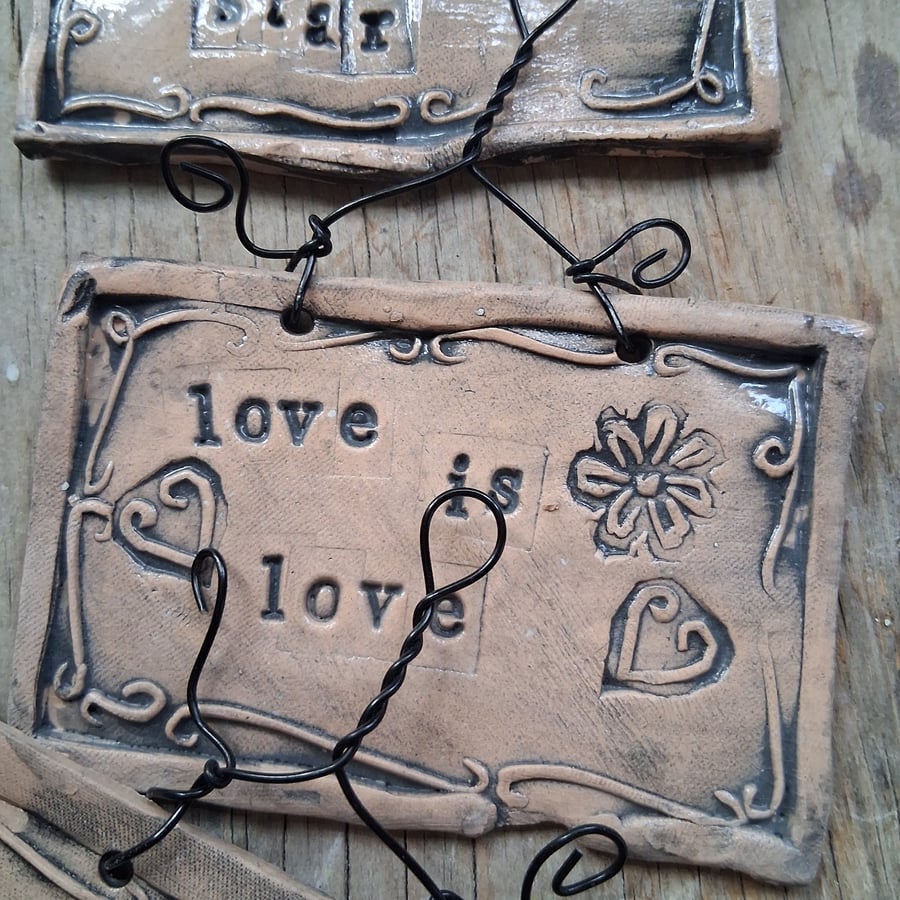 LAST ONE! rustic ceramic pottery sign-love is love