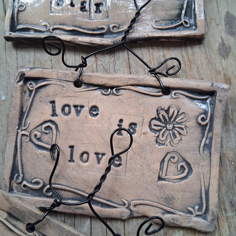 LAST ONE! rustic ceramic pottery sign-love is love