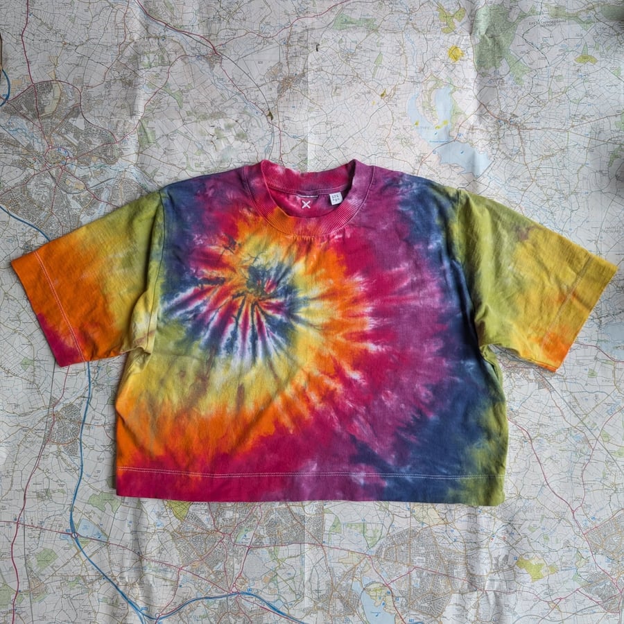 Tie dye cotton cropped boxy tee (M 12-14)