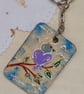 Wooden rectangular single lovebird keyring  - Image 2