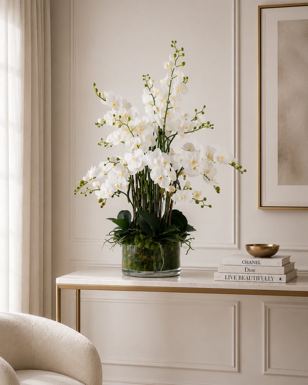  Luxury White Orchid Arrangement Gift Wrapped – Premium Phalaenopsis