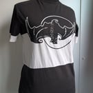Unique hand-painted upcycled bat design t-shirt (M)