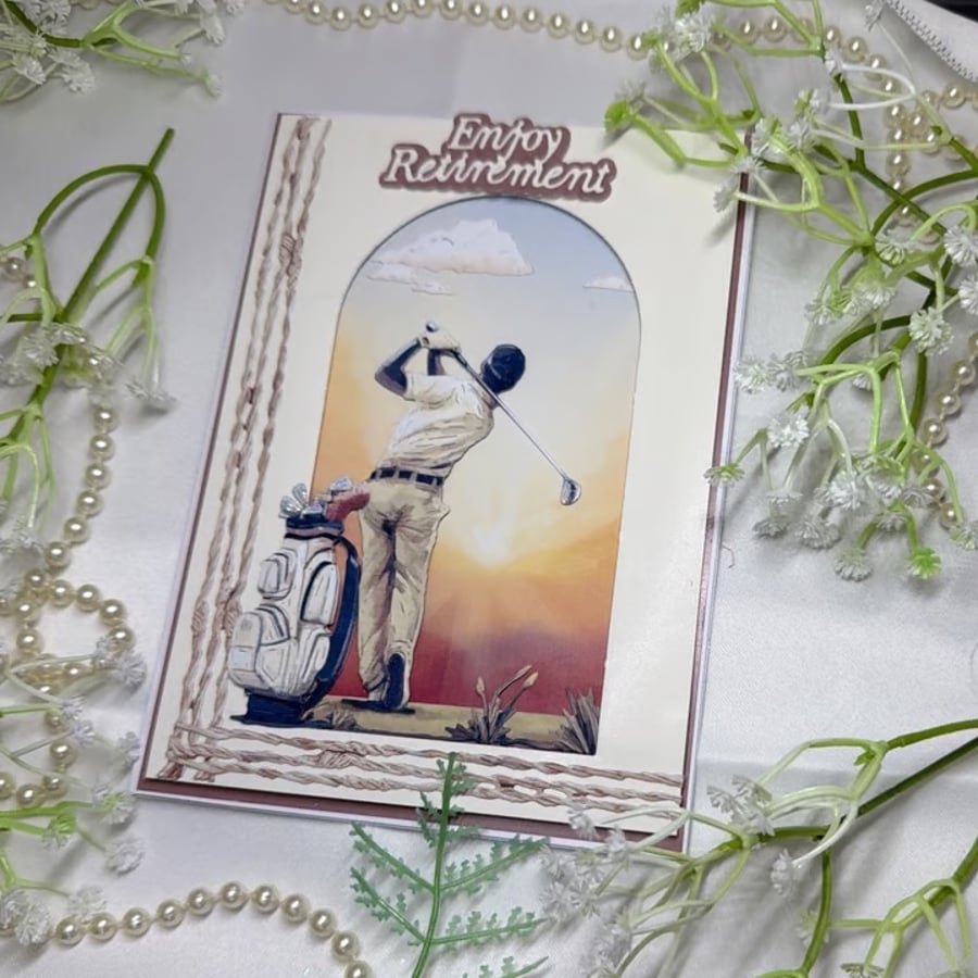 Handmade 3D  Retirement  Card, Keepsake Card, Luxury Departure Card