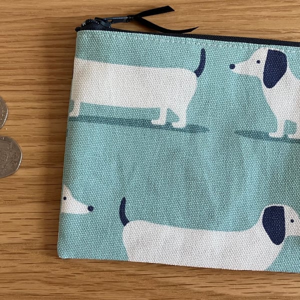 Turquoise Dachshund Coin Purse, Handmade in the UK