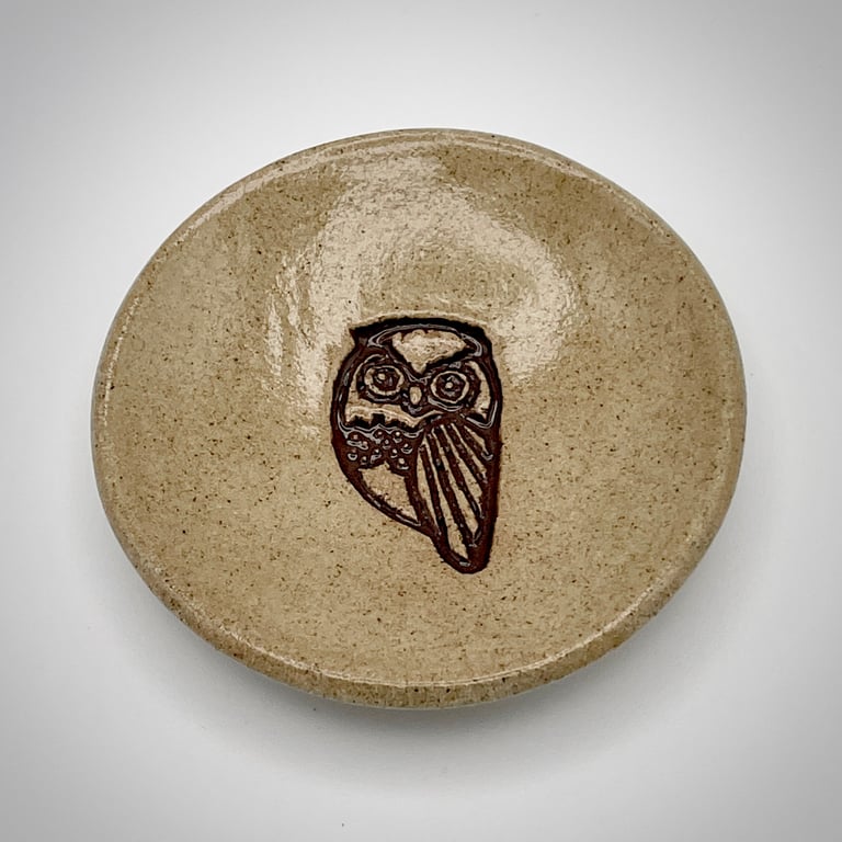 NEW! Stoneware ring dish with owl design
