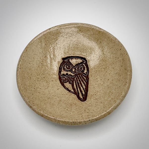 NEW! Stoneware ring dish with owl design