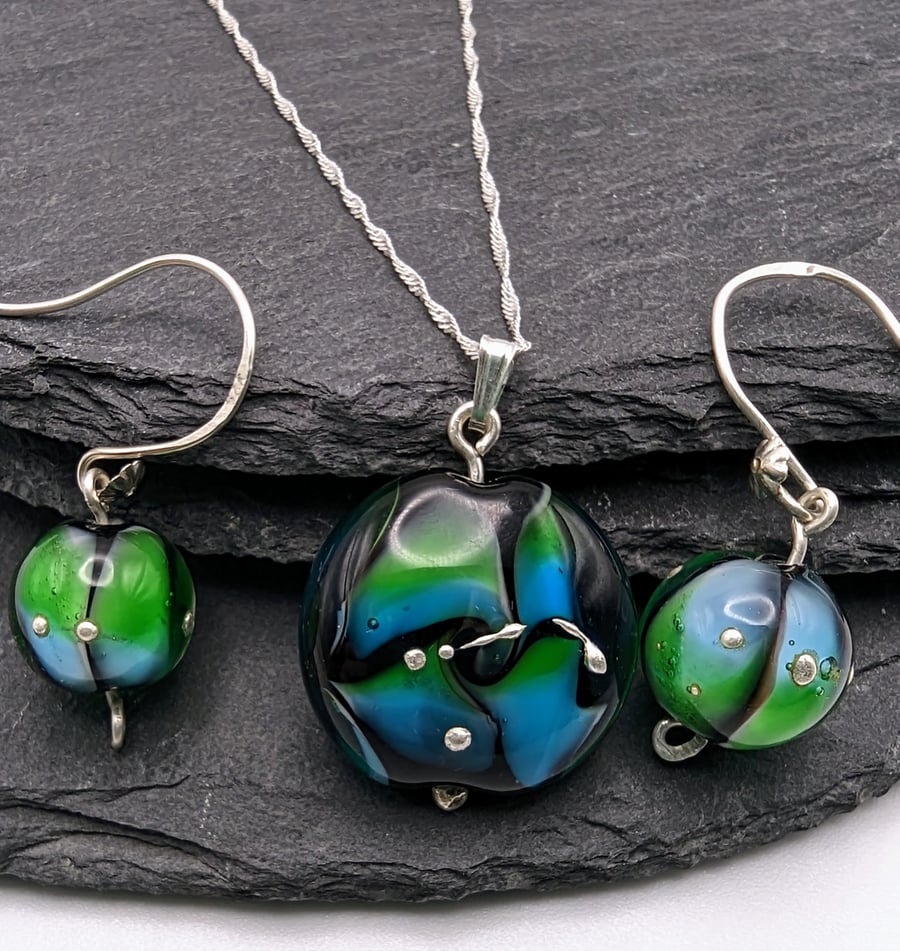 Blue-Green Retro Style Jewellery Set