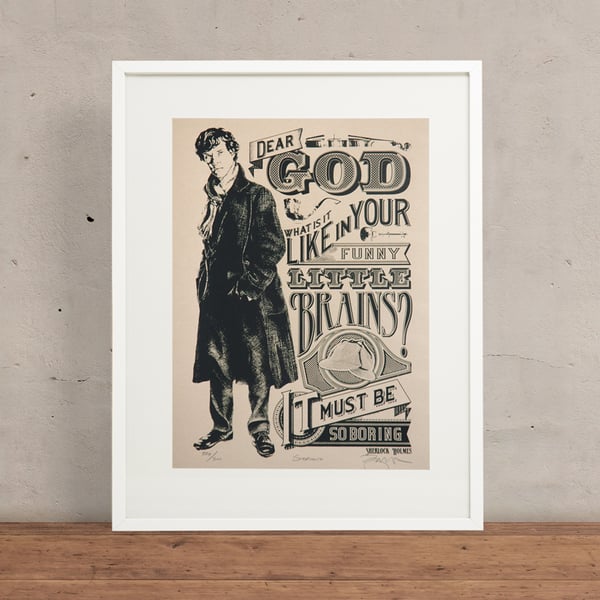 Benedict Cumberbatch Sherlock Hand Pulled Limited Edition Screen Print