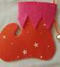 Handmade Elf Boot Hanging Orange and Pink