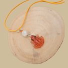 Orange Frog Pendant Necklace 