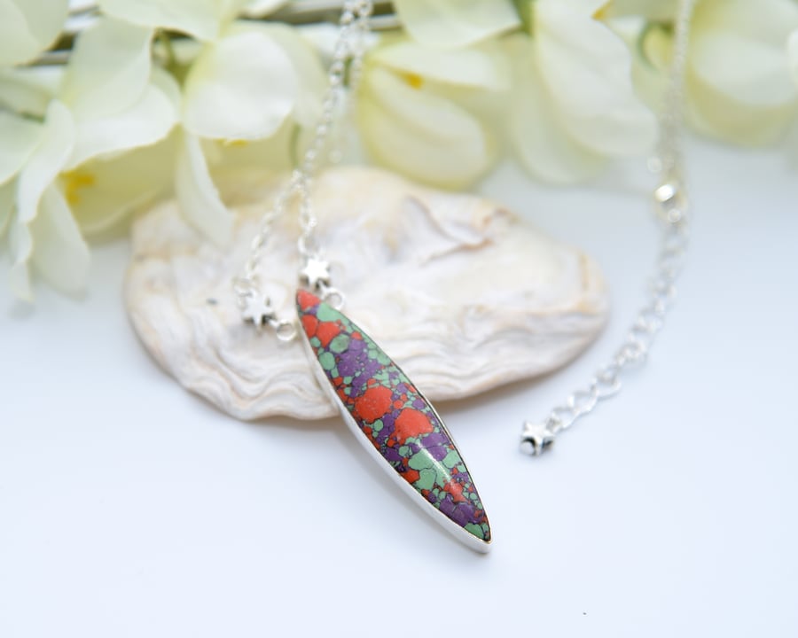 Mosaic Jasper Pendant Necklace