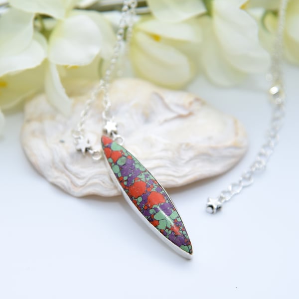 Mosaic Jasper Pendant Necklace