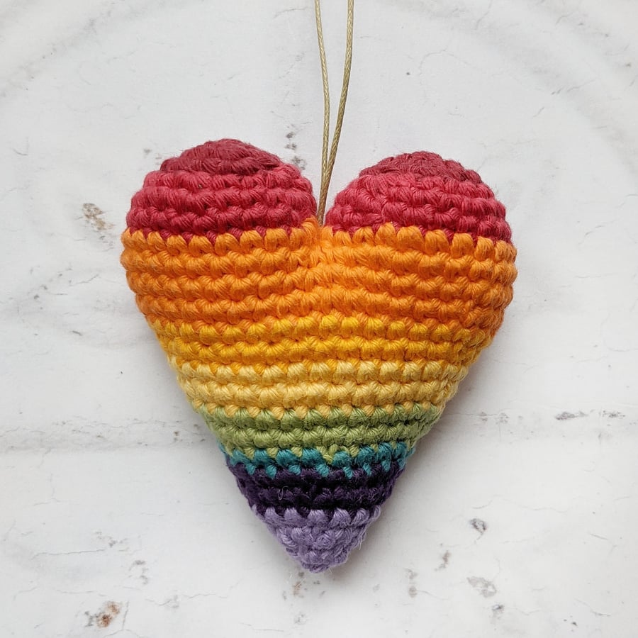 Amigurumi Rainbow Crochet Heart, Gift, Valentine, Just Because