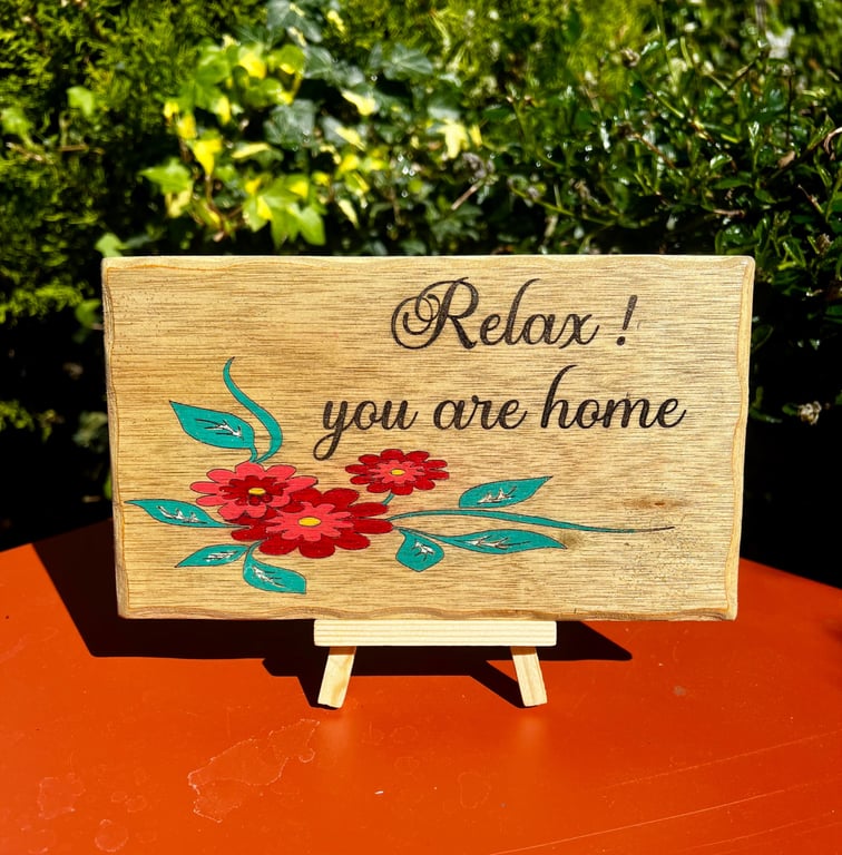 "Relax You Are Home" Wooden Sign – Handmade Wall Art – Bespoke Rustic Home Decor