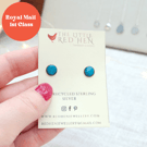 Teal enamel stud earrings