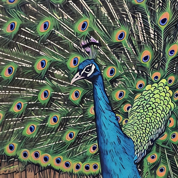 Peacock Art Greeting Card A5