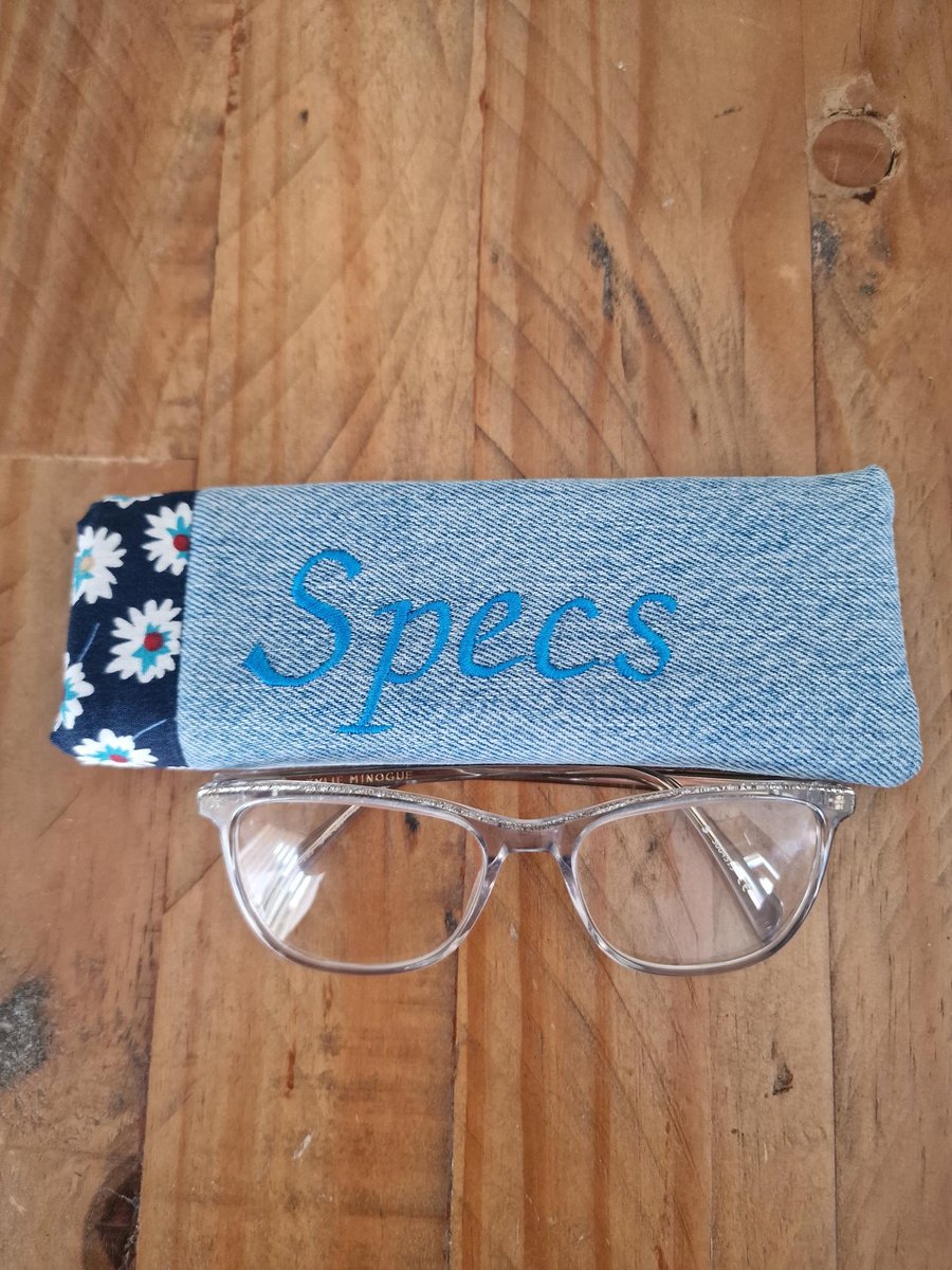 Handmade Upcycled Denim 'Specs' Glasses Case